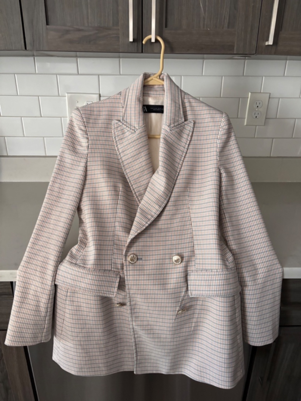 Zara Tattersal Check Plaid Blazer